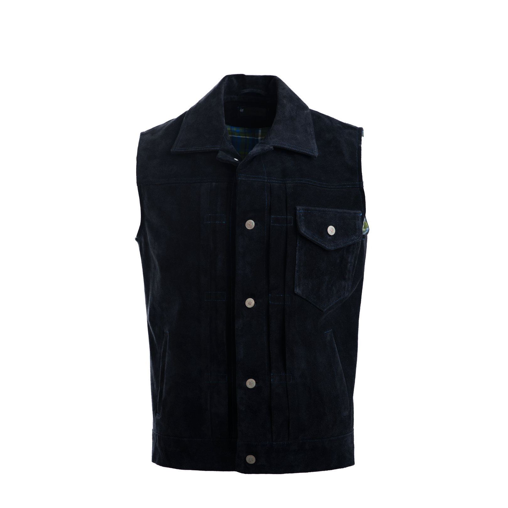 Dark Blue Denim-Cut Vest