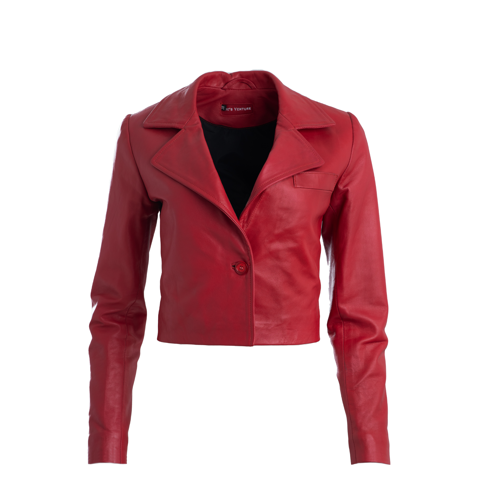 Red Leather Crop Jacket Size 38