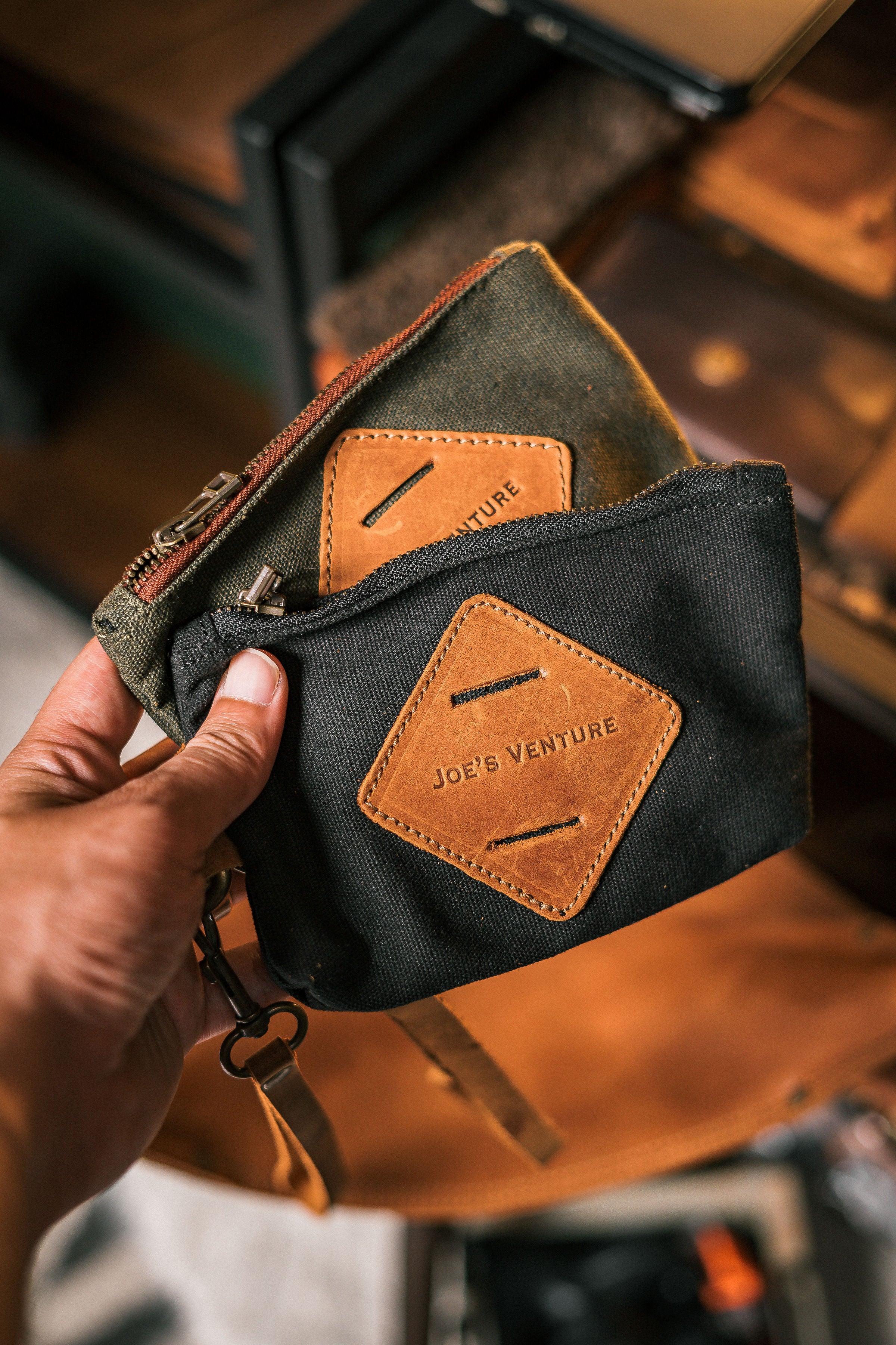 Vintage Handcrafted Waxed-Canvas EDC Pouch