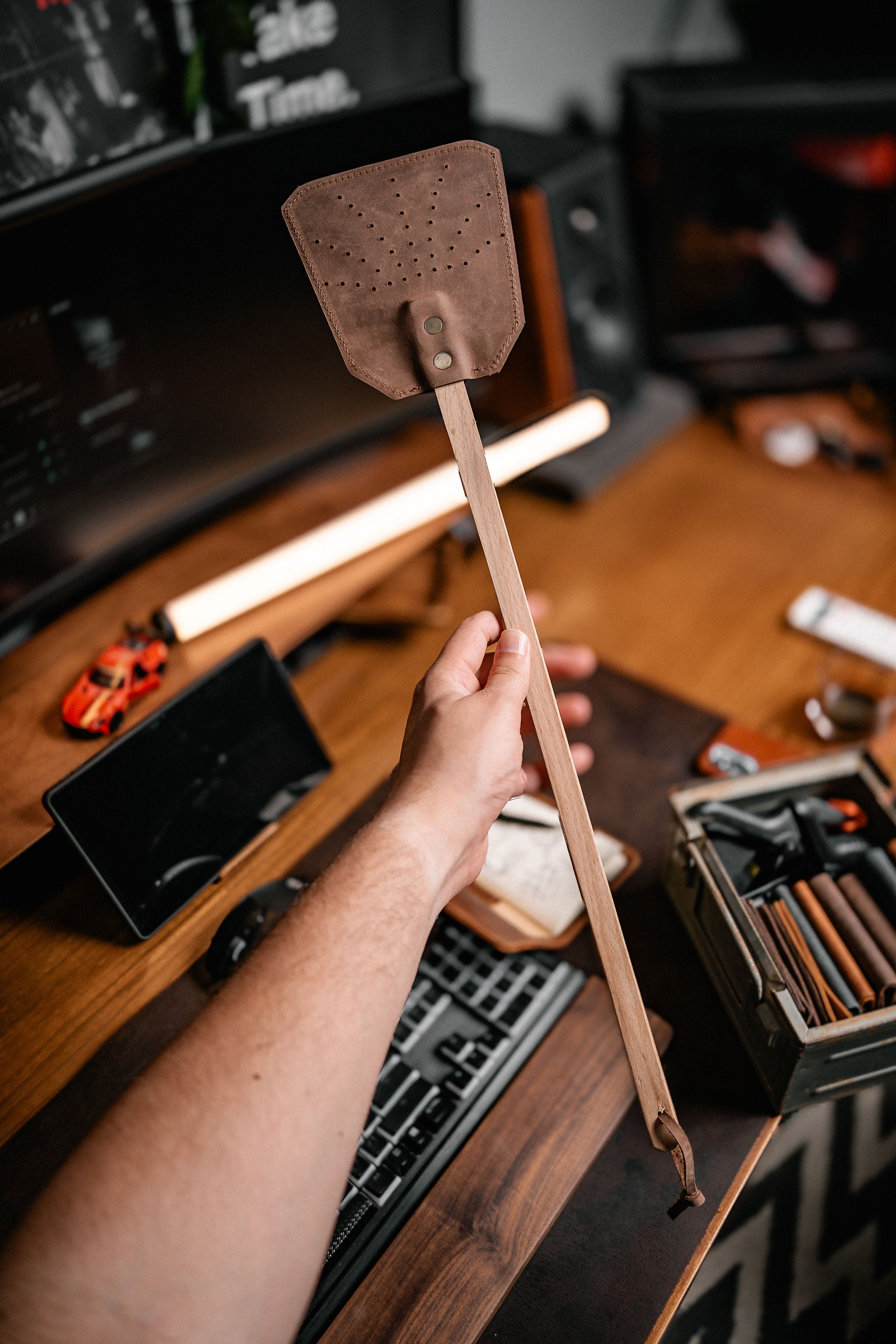 Vintage Leather Fly Swatter Home Decor