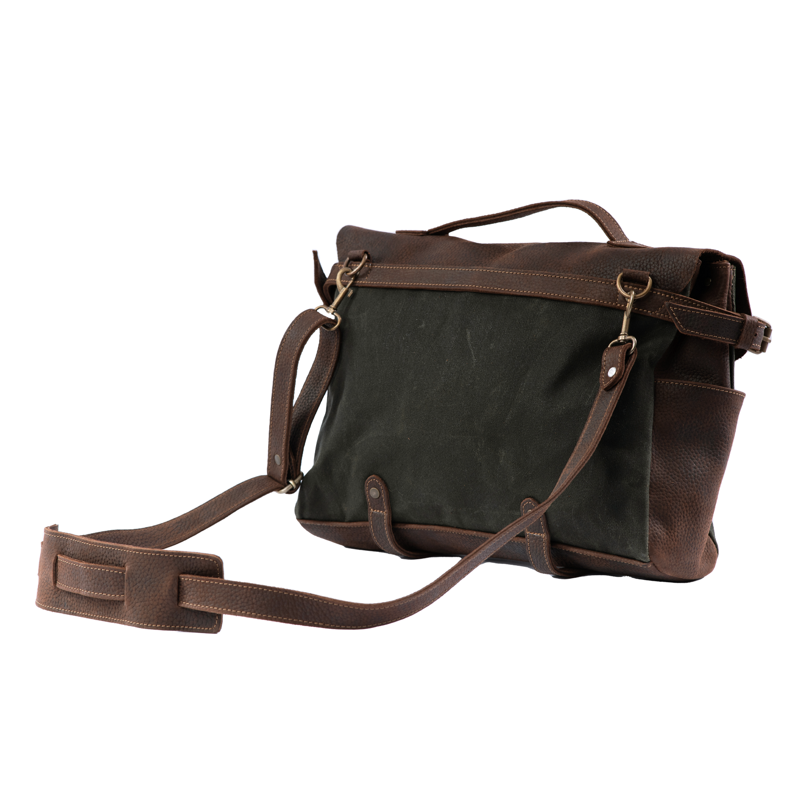 Vintage Handcrafted Waxed-Canvas Leather Messenger Bag