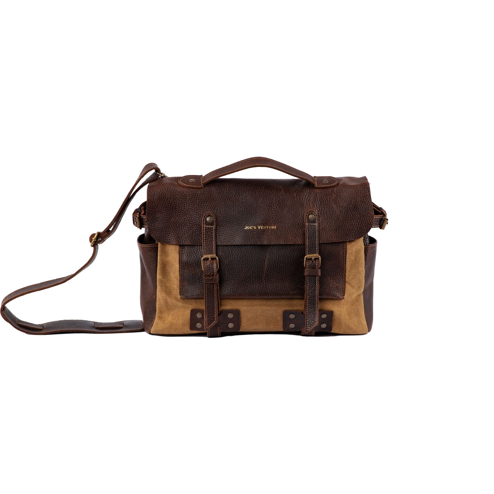 Vintage Handcrafted Waxed-Canvas Leather Messenger Bag