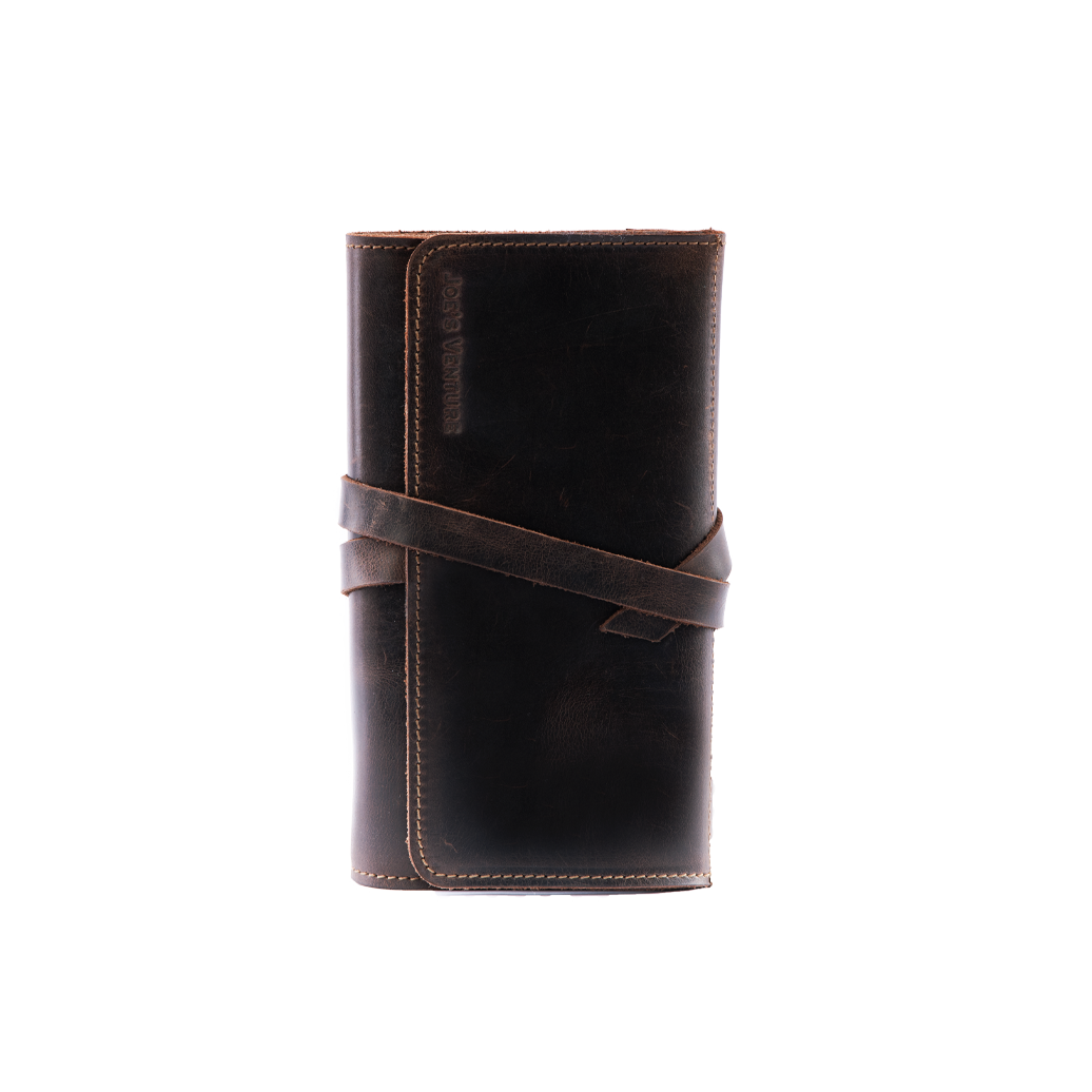 Vintage Leather Pen Roll-Up Pouch