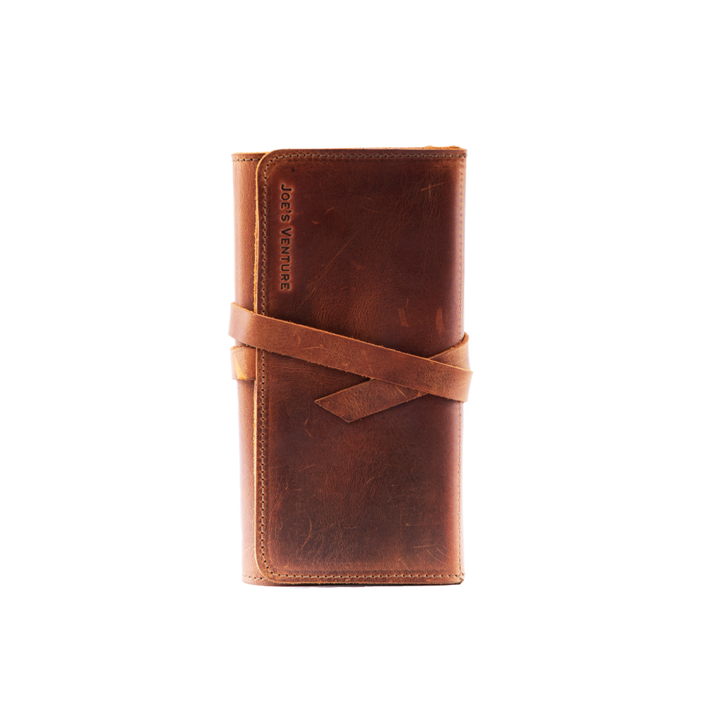 Vintage Leather Pen Roll-Up Pouch
