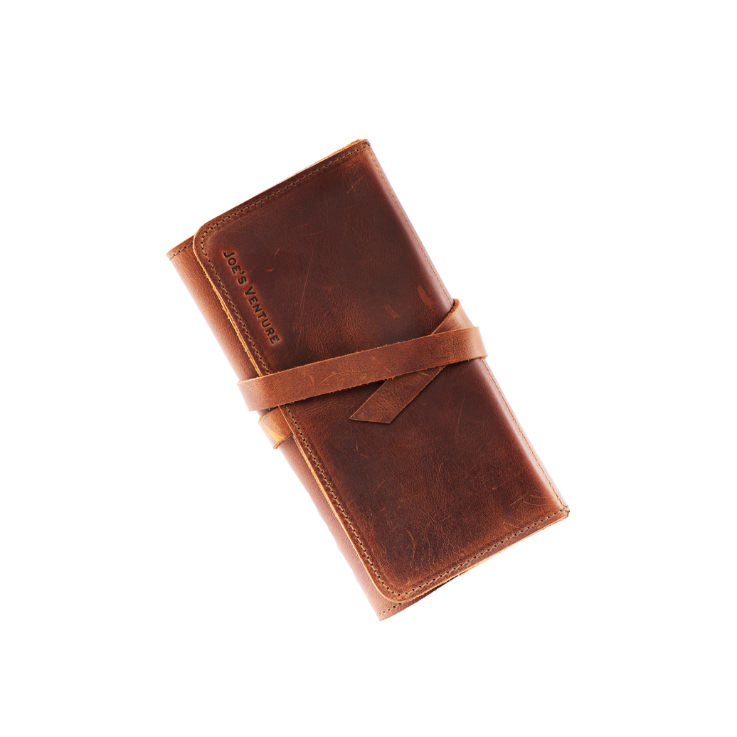 Vintage Leather Pen Roll-Up Pouch