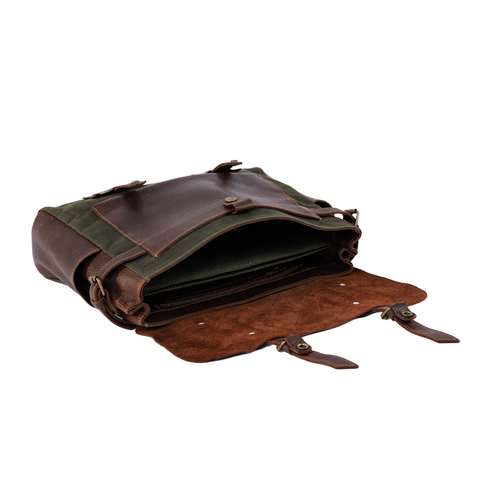 Vintage Handcrafted Waxed-Canvas Leather Messenger Bag