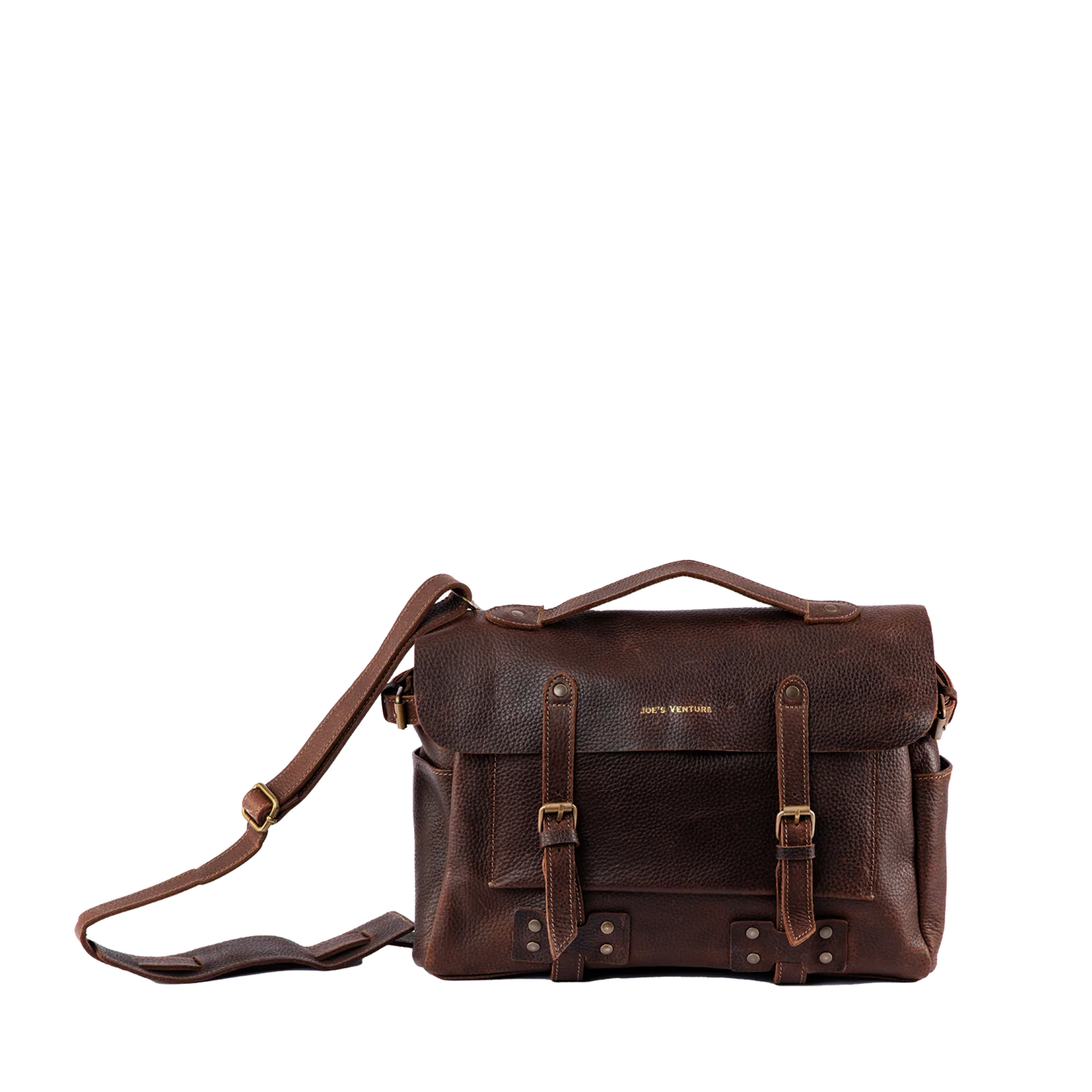 Vintage Pebbled Leather Messenger Laptop Bag