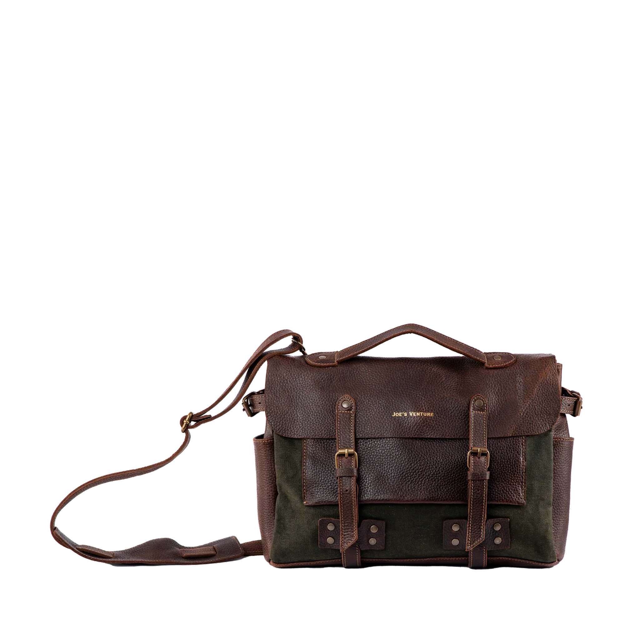 Vintage Handcrafted Waxed-Canvas Leather Messenger Bag