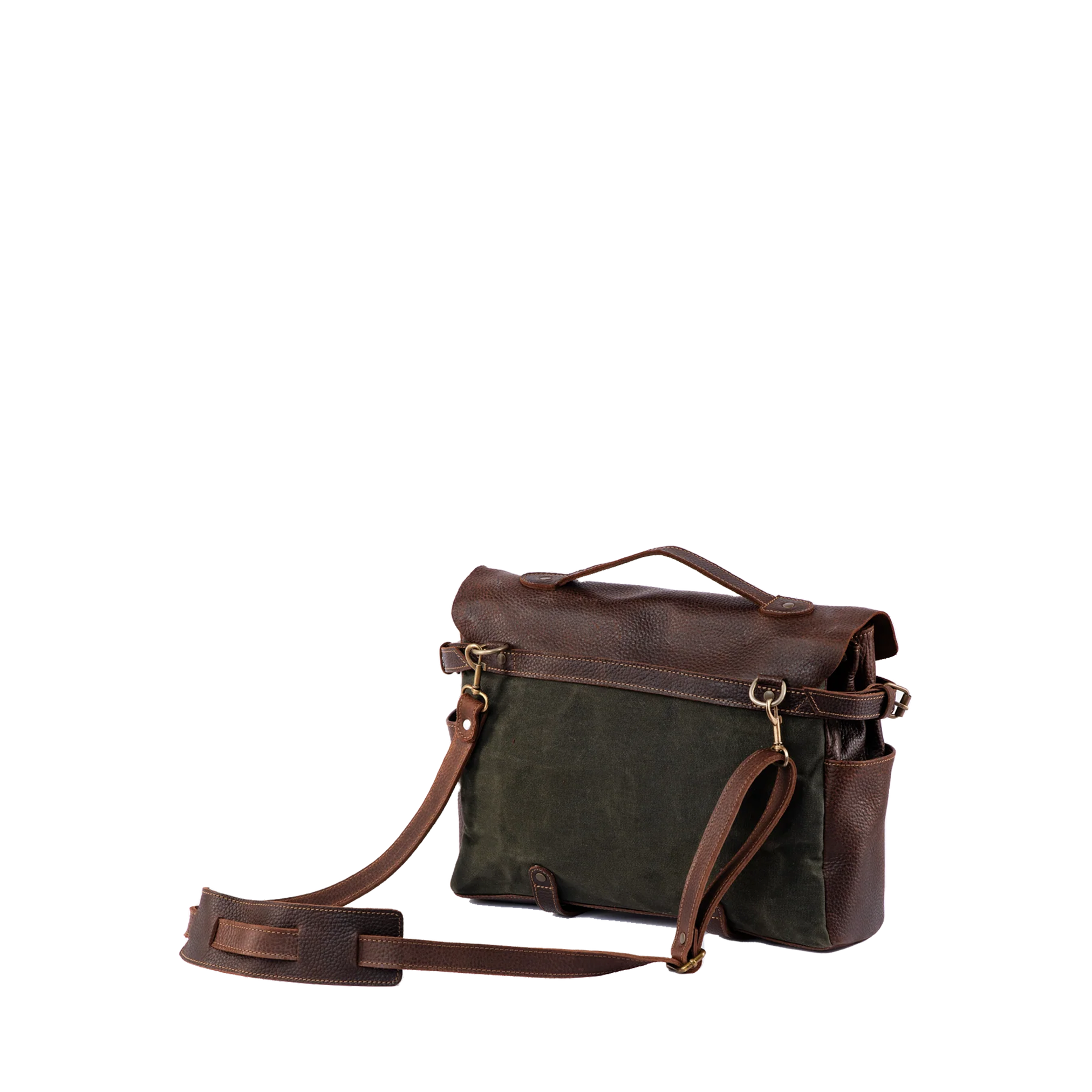 Vintage Handcrafted Waxed-Canvas Leather Messenger Bag