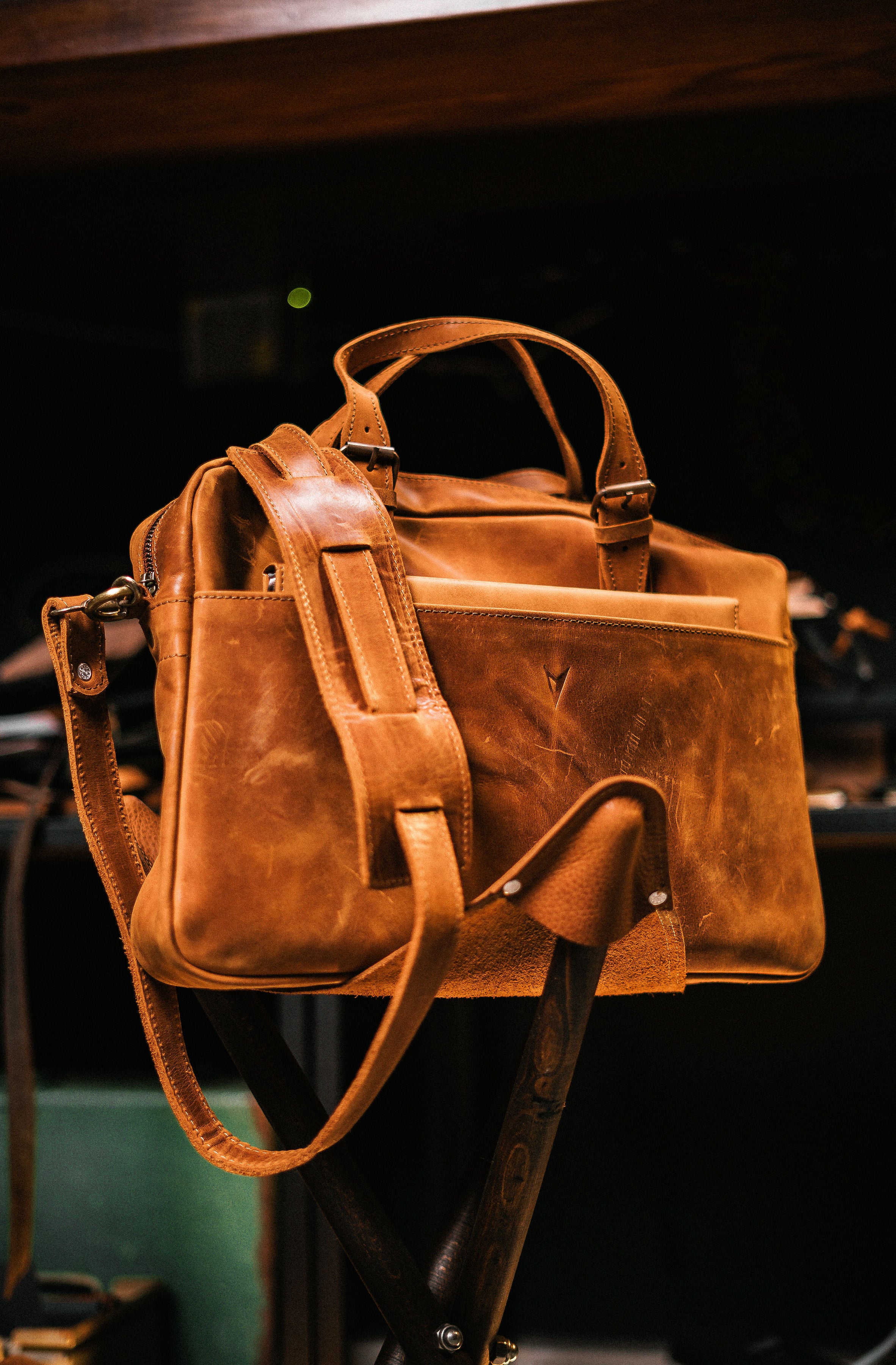 Vintage Full-Grain Leather Laptop Bag