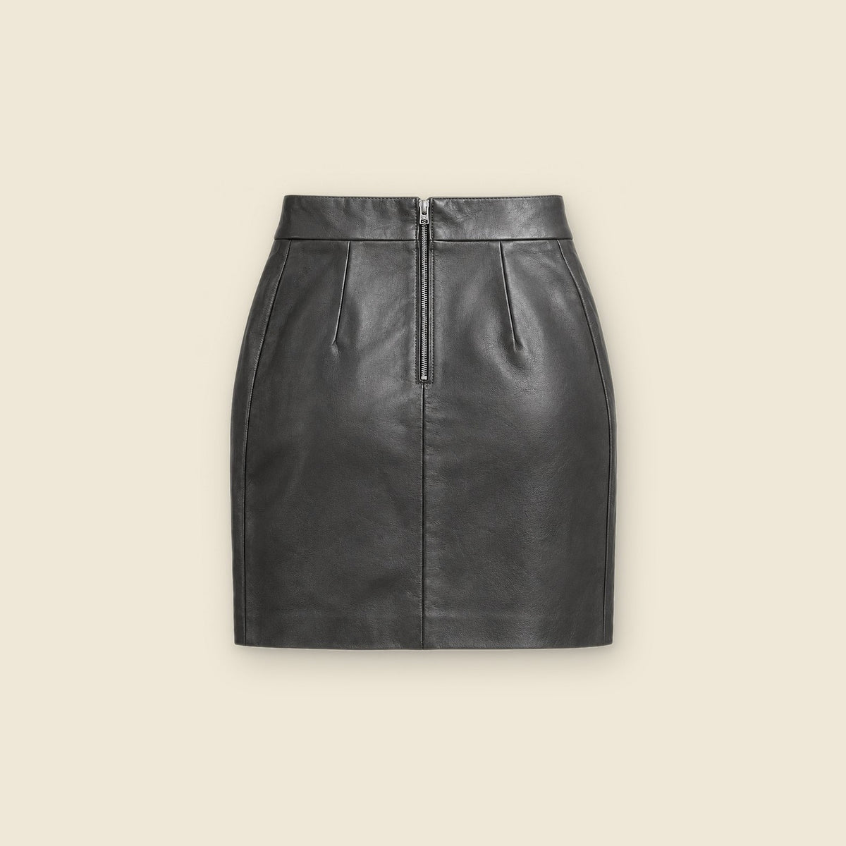 The Muse Asymmetric Mini Skirt in black nappa leather – back