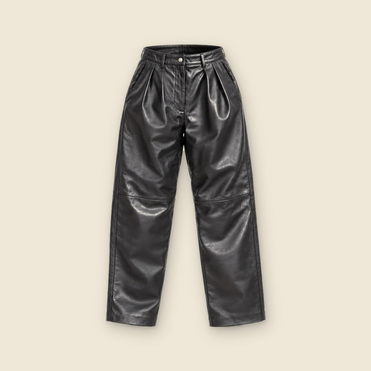 The Muse Balloon Leather Pants in black nappa leather – front