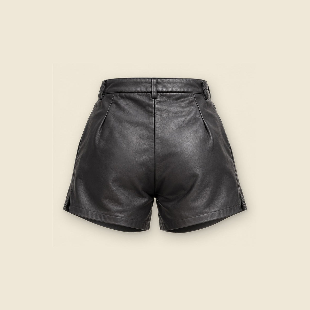 The Muse Mini Shorts in black nappa leather – back