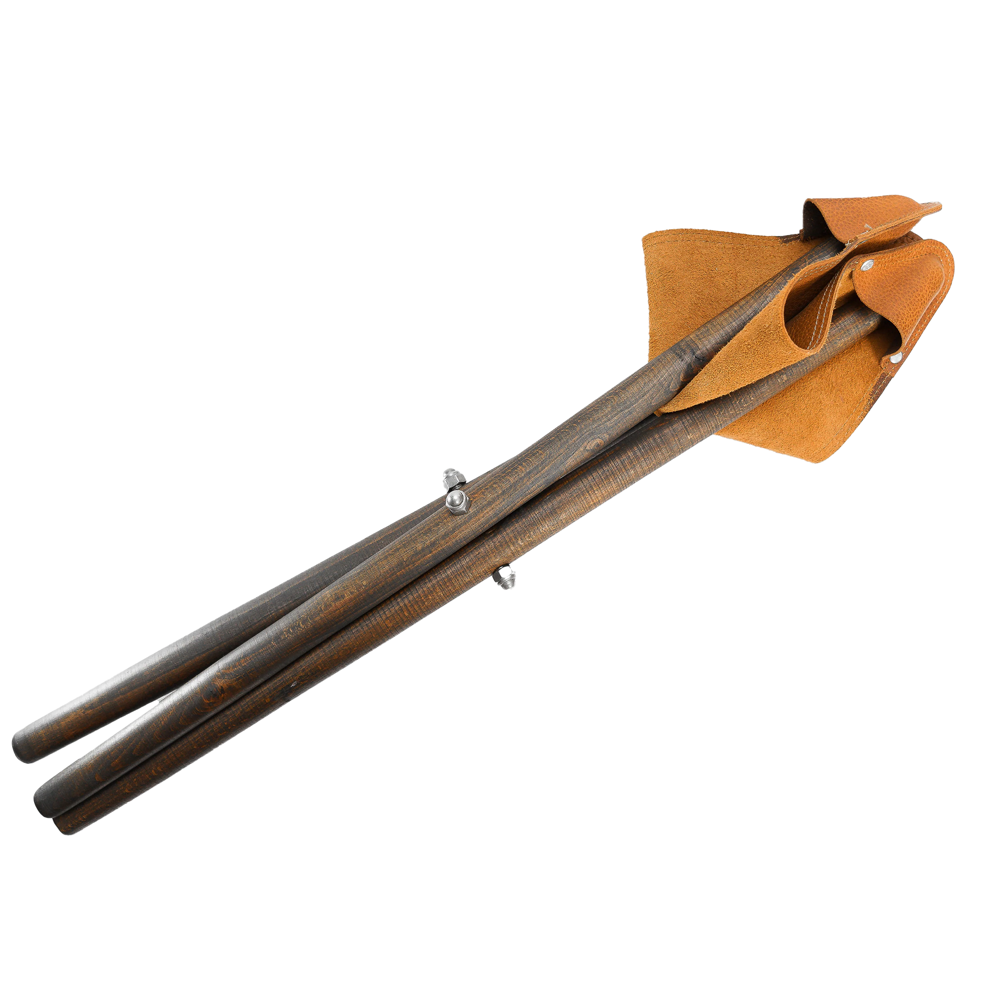 Handmade Leather and Wood Walk Stool for Adventure and Picnic