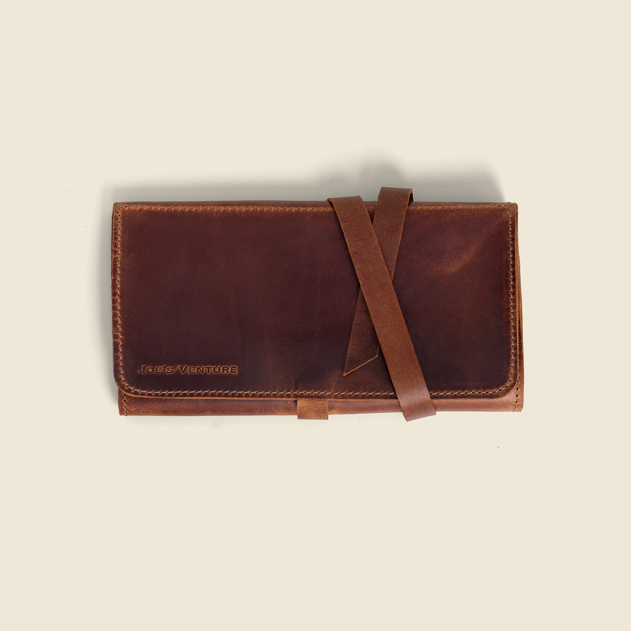 Vintage Leather Pen Roll-Up Pouch