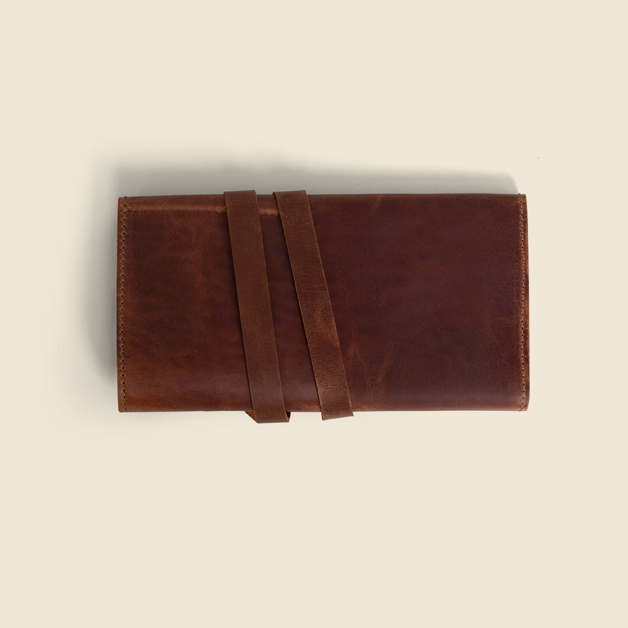 Vintage Leather Pen Roll-Up Pouch