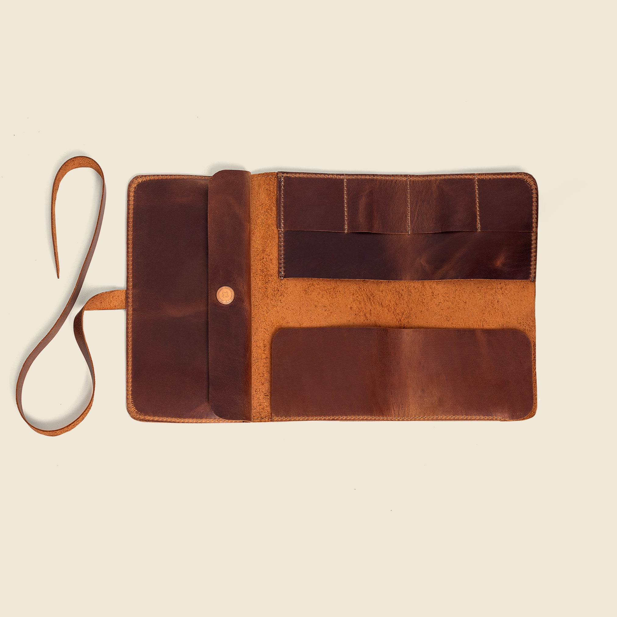Vintage Leather Pen Roll-Up Pouch