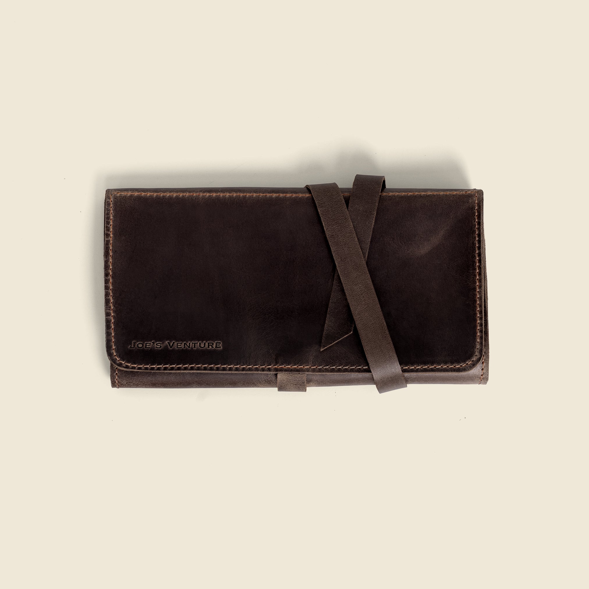 Vintage Leather Pen Roll-Up Pouch