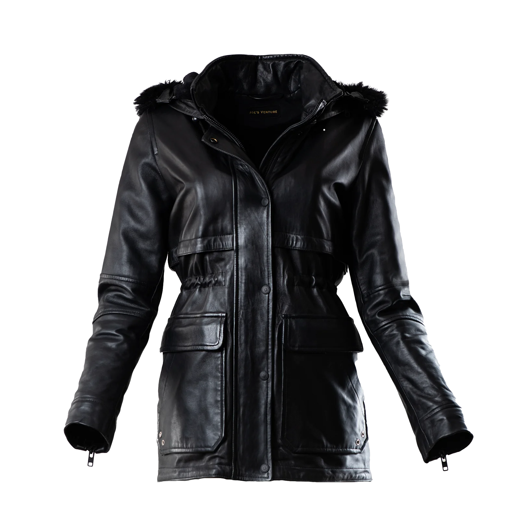 Black Lamb Leather Coat