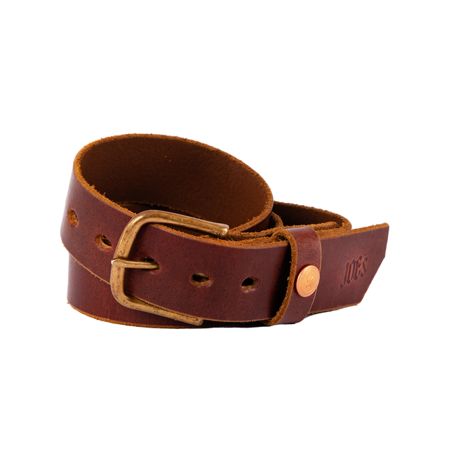 Veg-Tan Thick Vintage Leather Belt With Brass Buckle