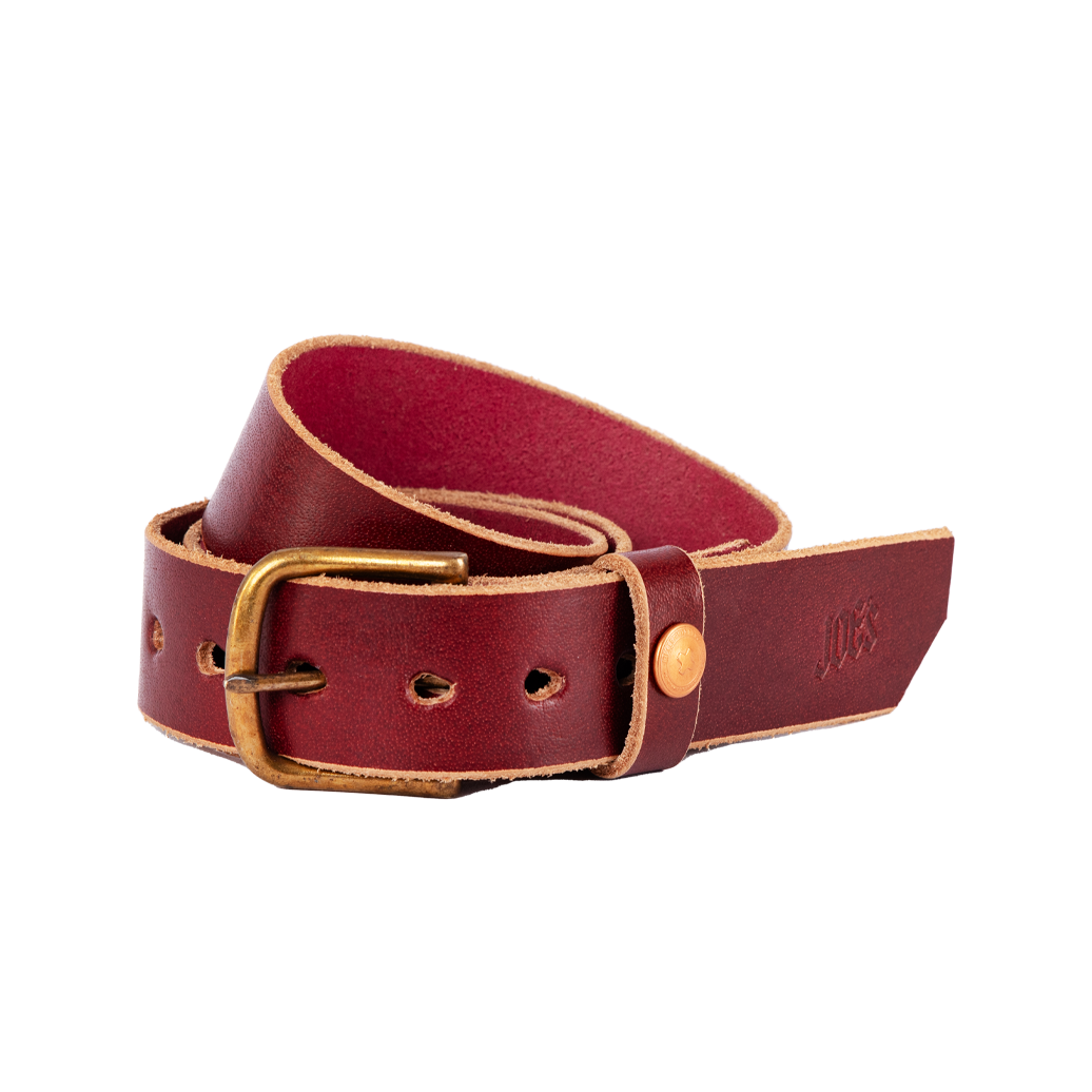 Vintage Veg-Tan Thick Leather Belt with Brass Buckle