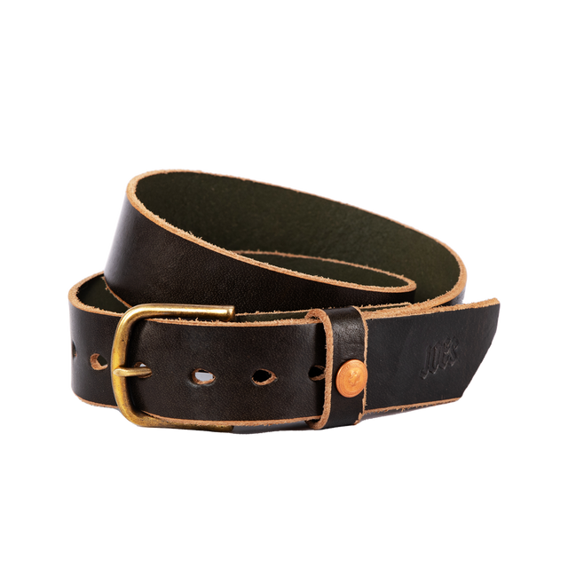 Veg-Tan Thick Vintage Leather Belt With Brass Buckle