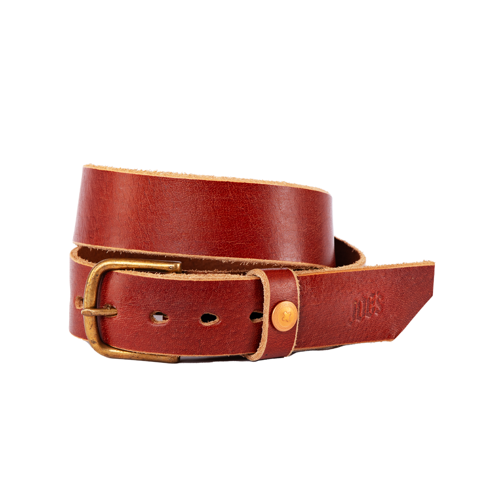 Vintage Veg-Tan Thick Leather Belt with Brass Buckle