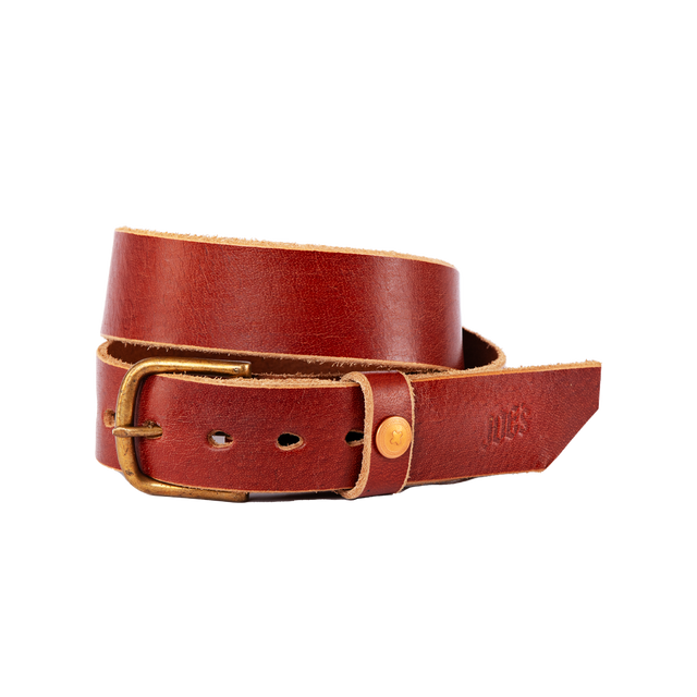 Veg-Tan Thick Vintage Leather Belt With Brass Buckle