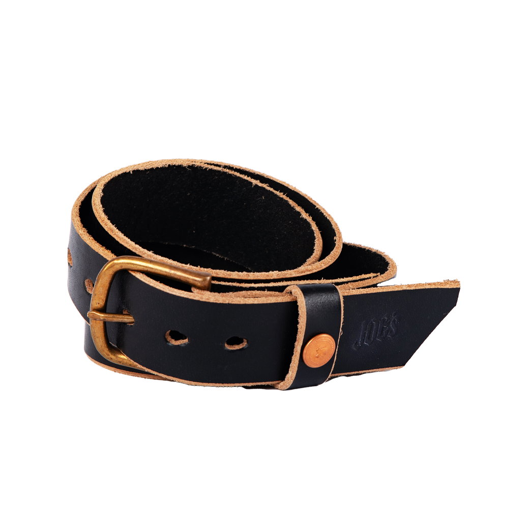 Vintage Veg-Tan Thick Leather Belt with Brass Buckle