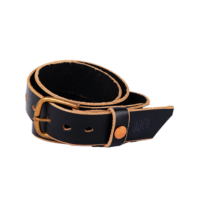 Veg-Tan Thick Vintage Leather Belt With Brass Buckle