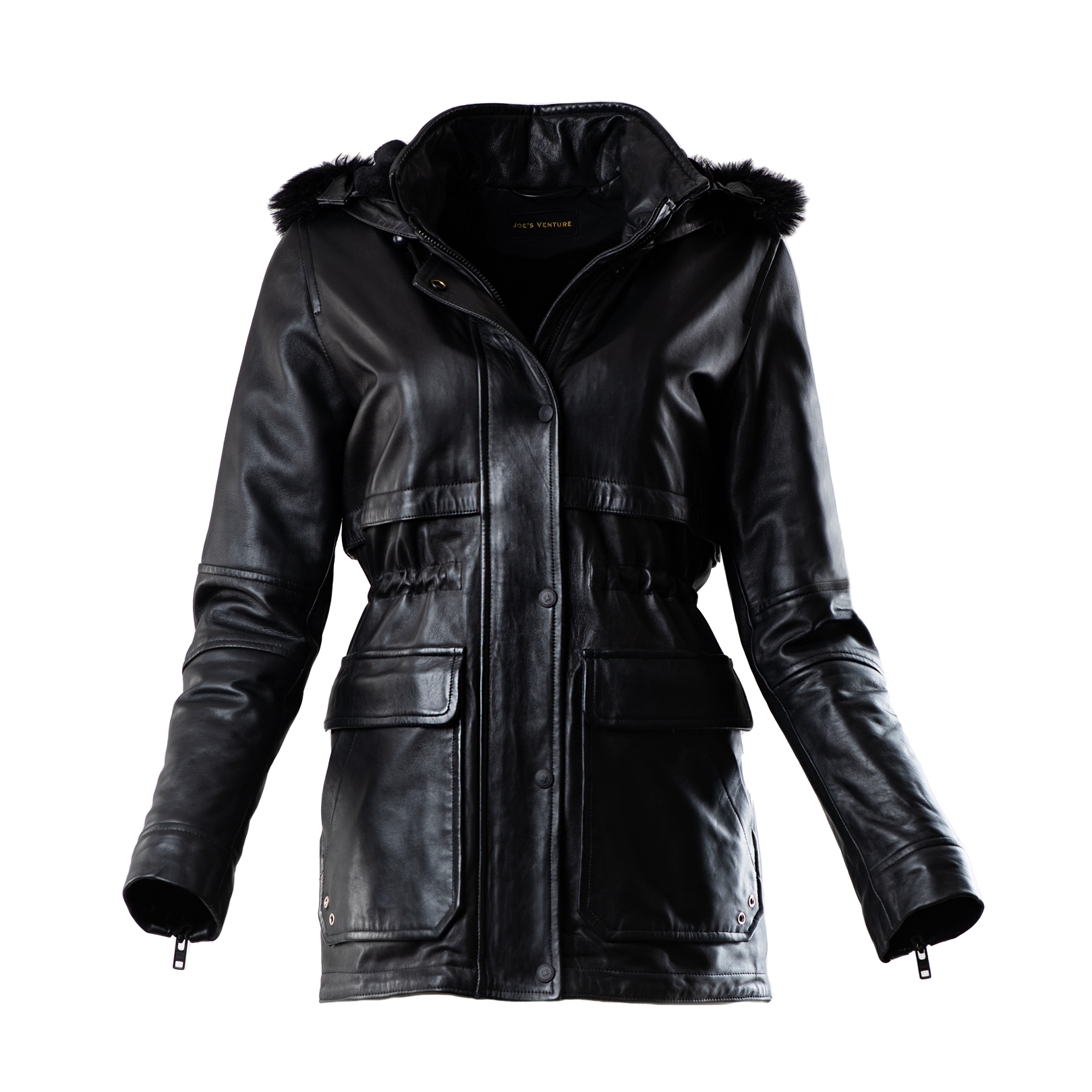 Black Lamb Leather Coat