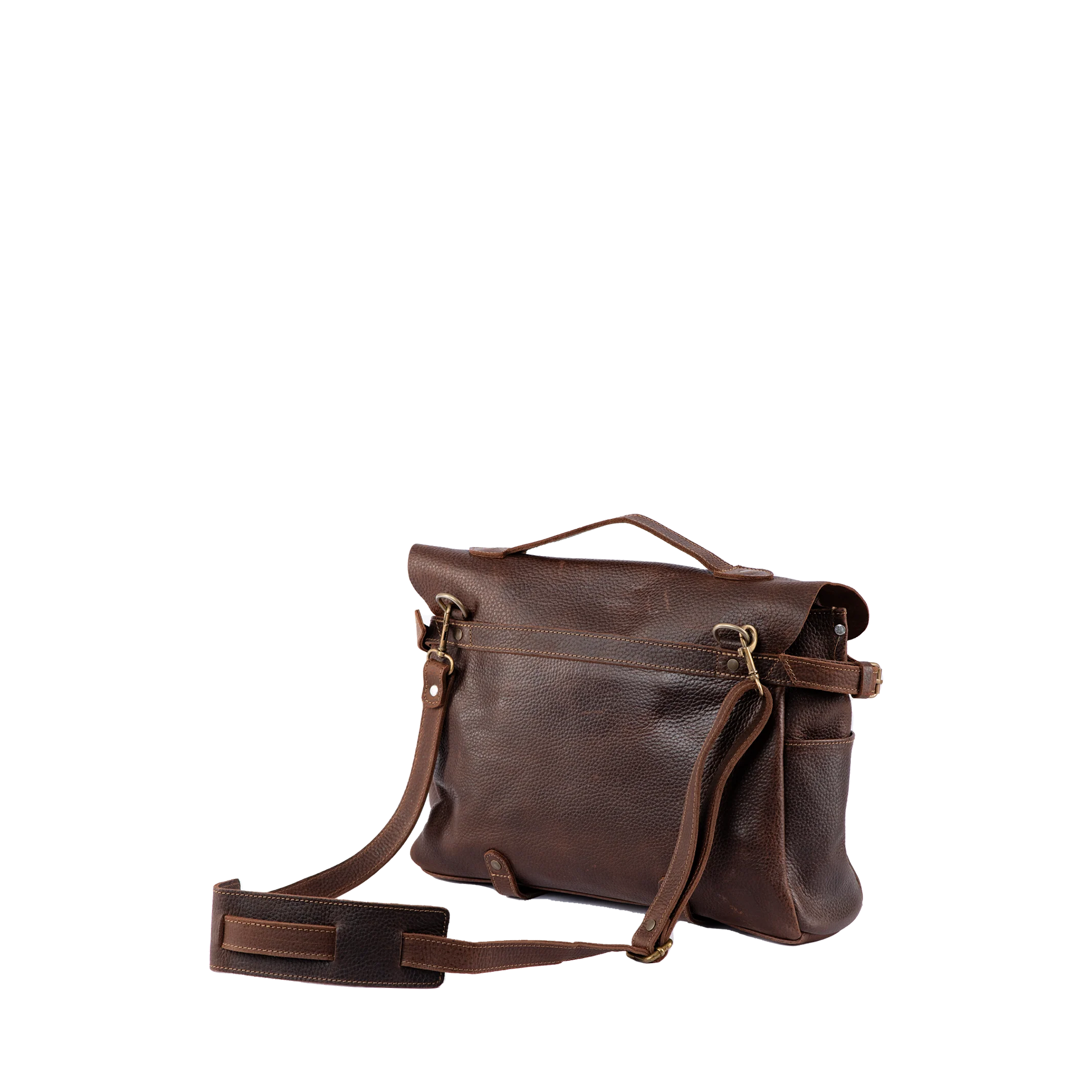 Vintage Pebbled Leather Messenger Laptop Bag