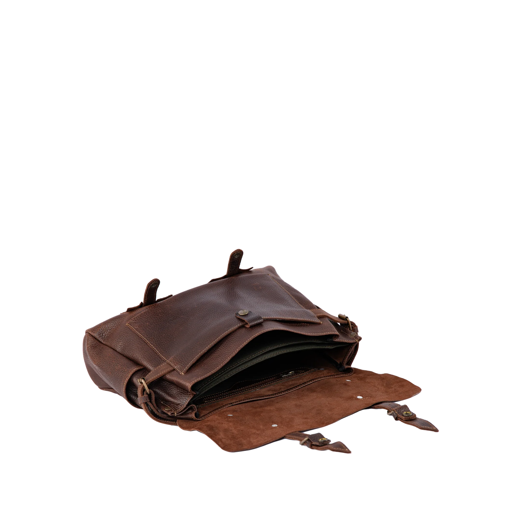 Vintage Pebbled Leather Messenger Laptop Bag