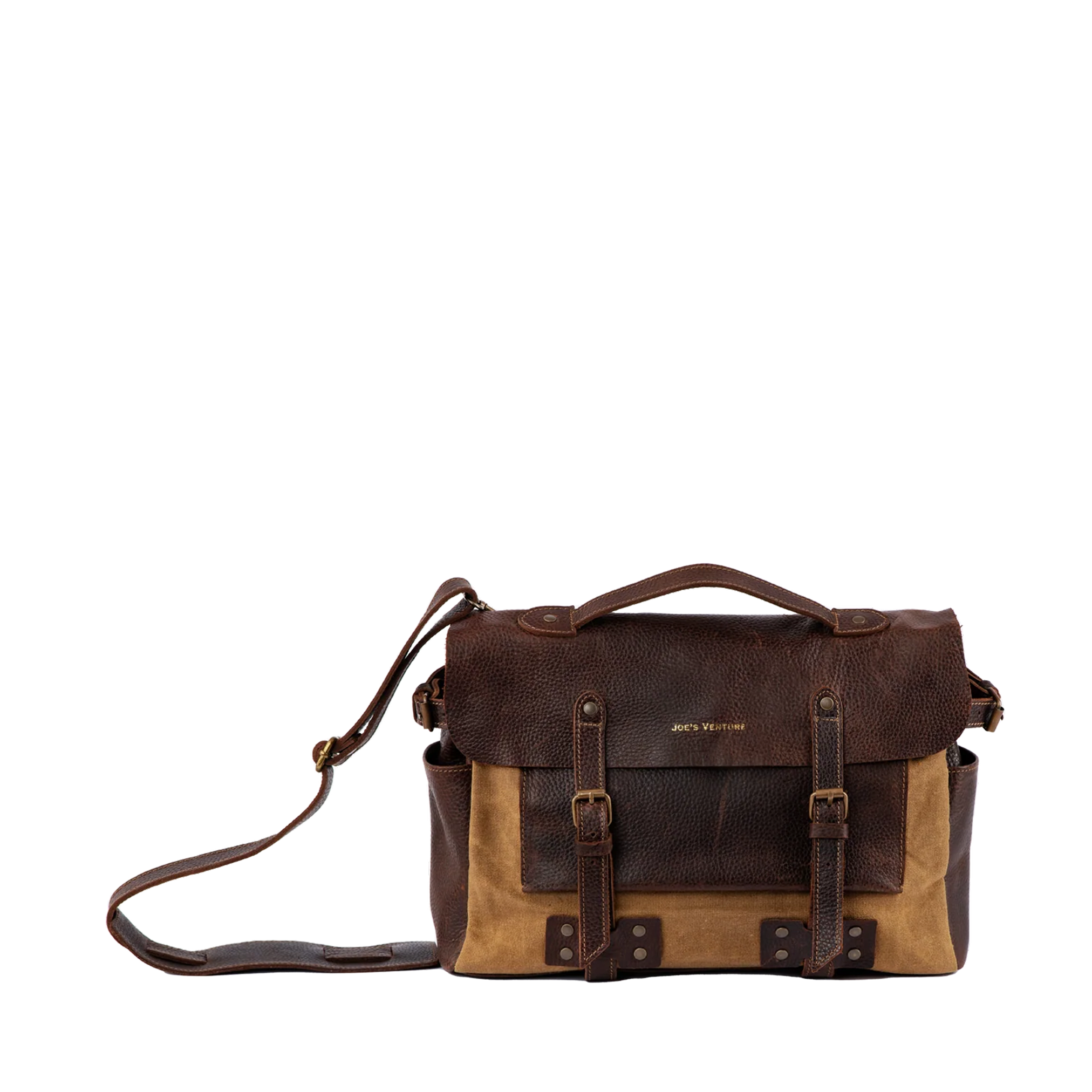 Vintage Handcrafted Waxed-Canvas Leather Messenger Bag