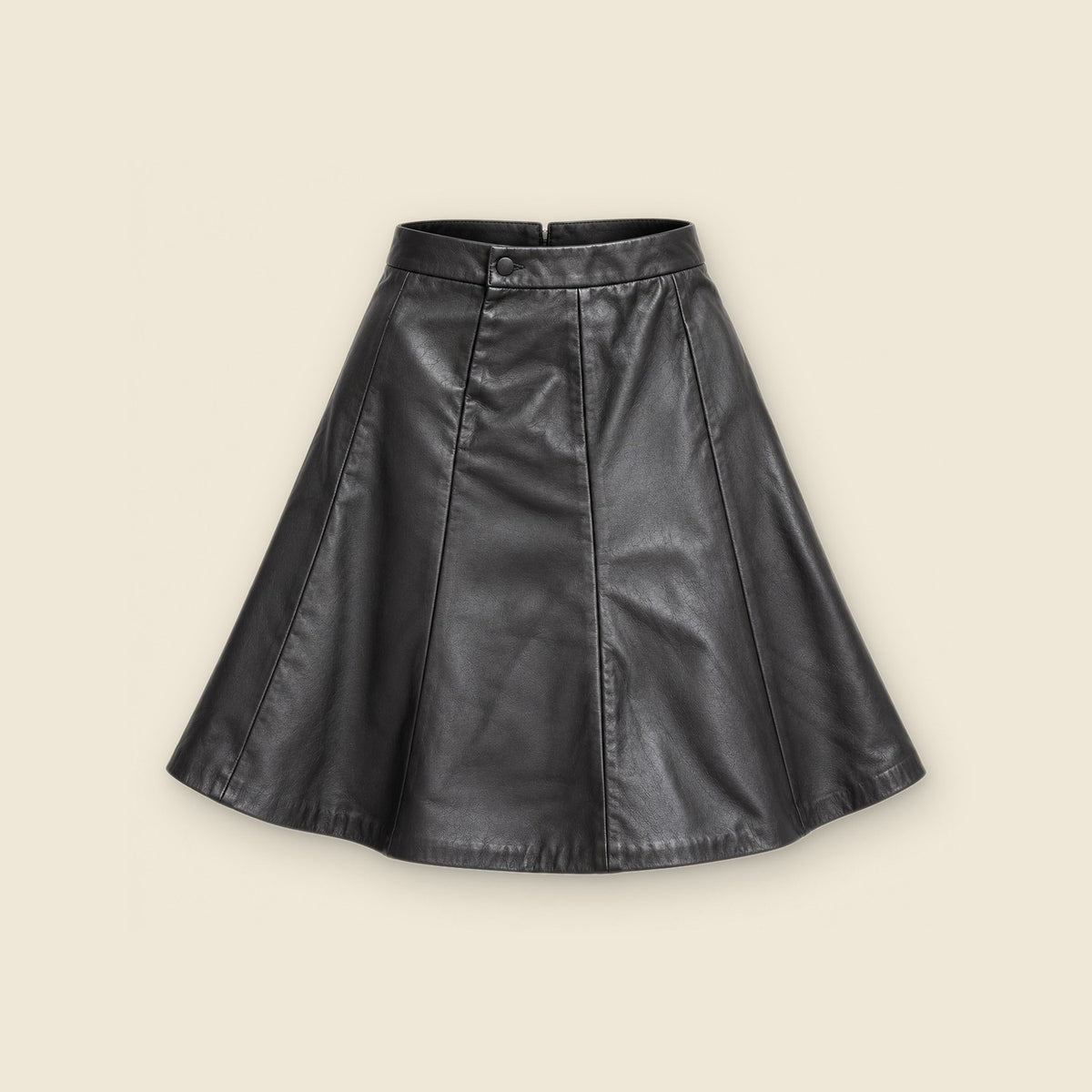 The Muse A-Line Skirt in black nappa leather – front