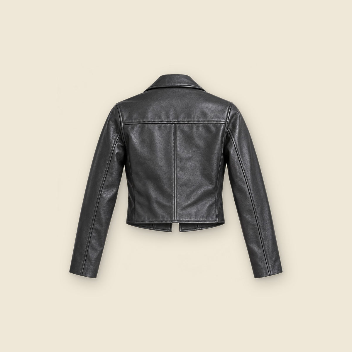The Muse Cropped Jacket in black nappa leather – back