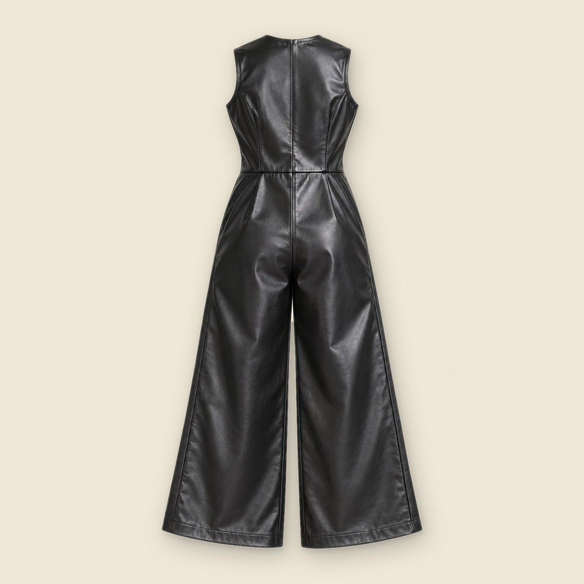 The Muse Culotte Jumpsuit in black nappa leather – back