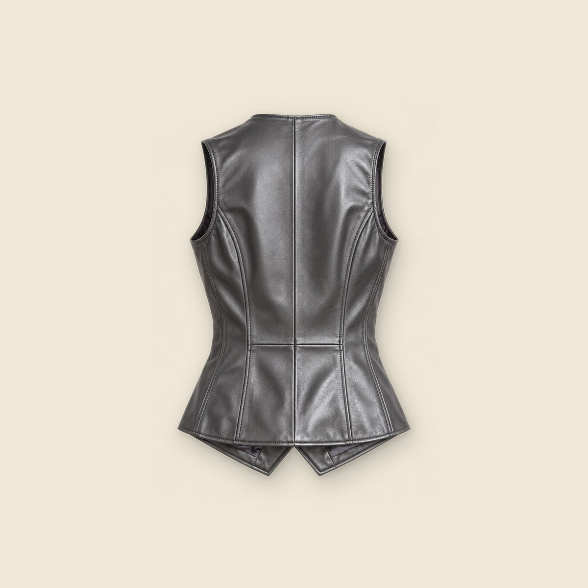 The Muse Tailored Leather Vest in black nappa leather – back