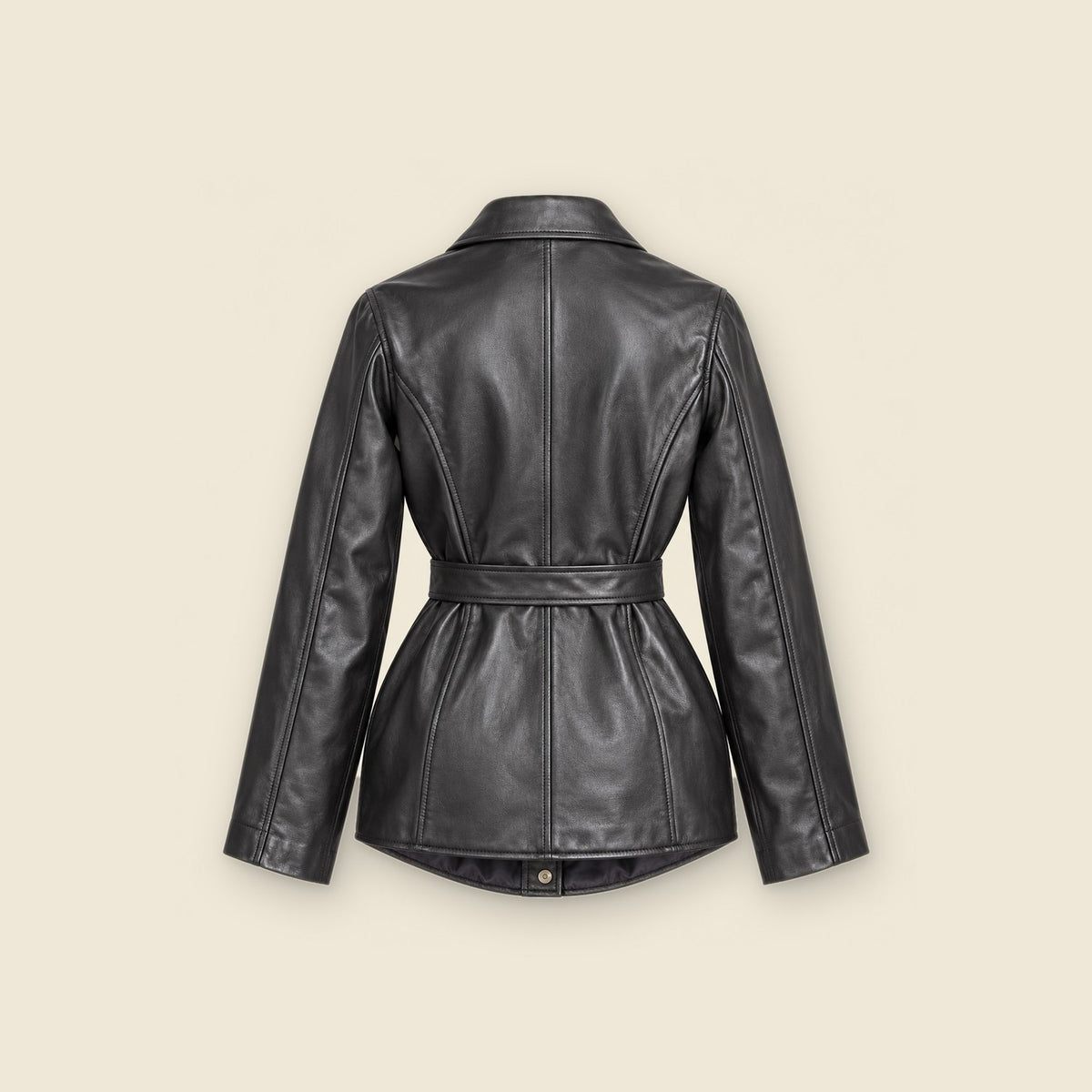 The Muse Utility Jacket in black nappa leather – back